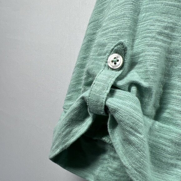 Chico's Women's Ultimate Tee‎ Large Mint Green Roll Tab Short Sleeve Slub Cotton - Picture 5 of 9